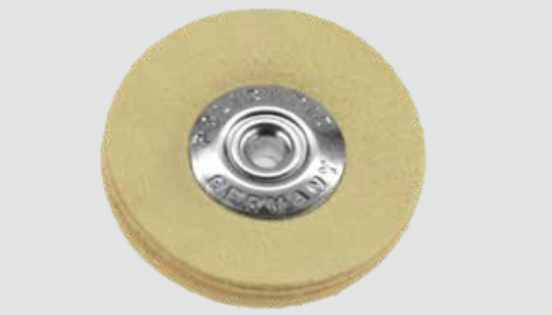 MIT WILDLEDERSCHEIBEN Schmalbürste mit konischem Aluminiumkern und Scheiben aus Chamoisleder